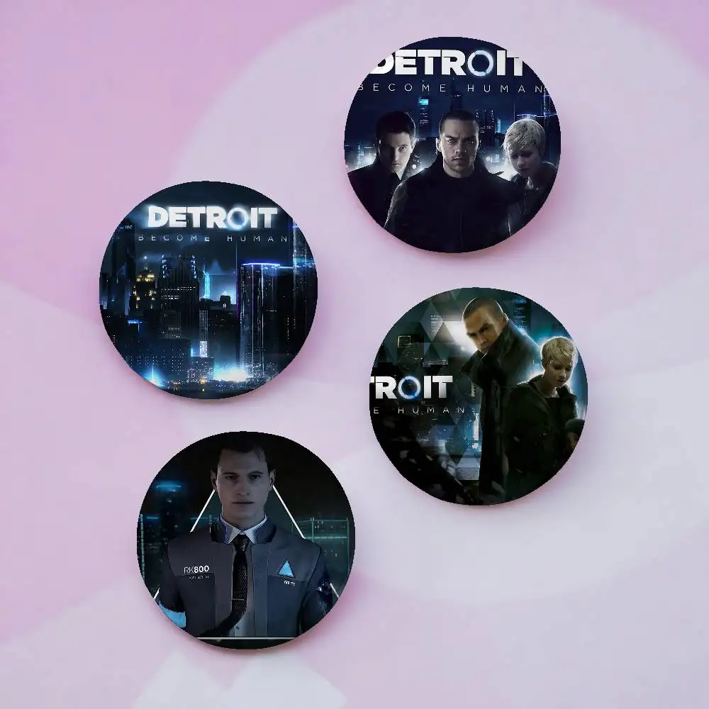 Game D-Detroit B-Become H-Human Brooches Stylish Ornament Pins Exquisite Round Badge Bag Accessories Jewelry Gifts
