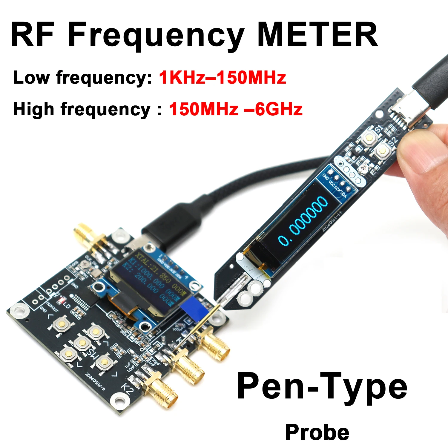 Probe Frequency Counter 1Khz-150Mhz-6GHz Pen Digital Frequency Meter RF Signal Tester Walkie-Talkie 433MHz 868MHz 2.4Ghz 5G 5.8G
