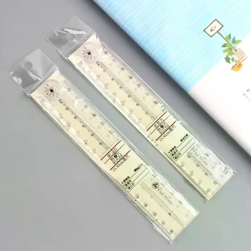 1/2/3PCS 30CM Acrylic Transparent Folding Ruler Simple Drawing Ruler Measuring Rulers For Students Office School Stationery
