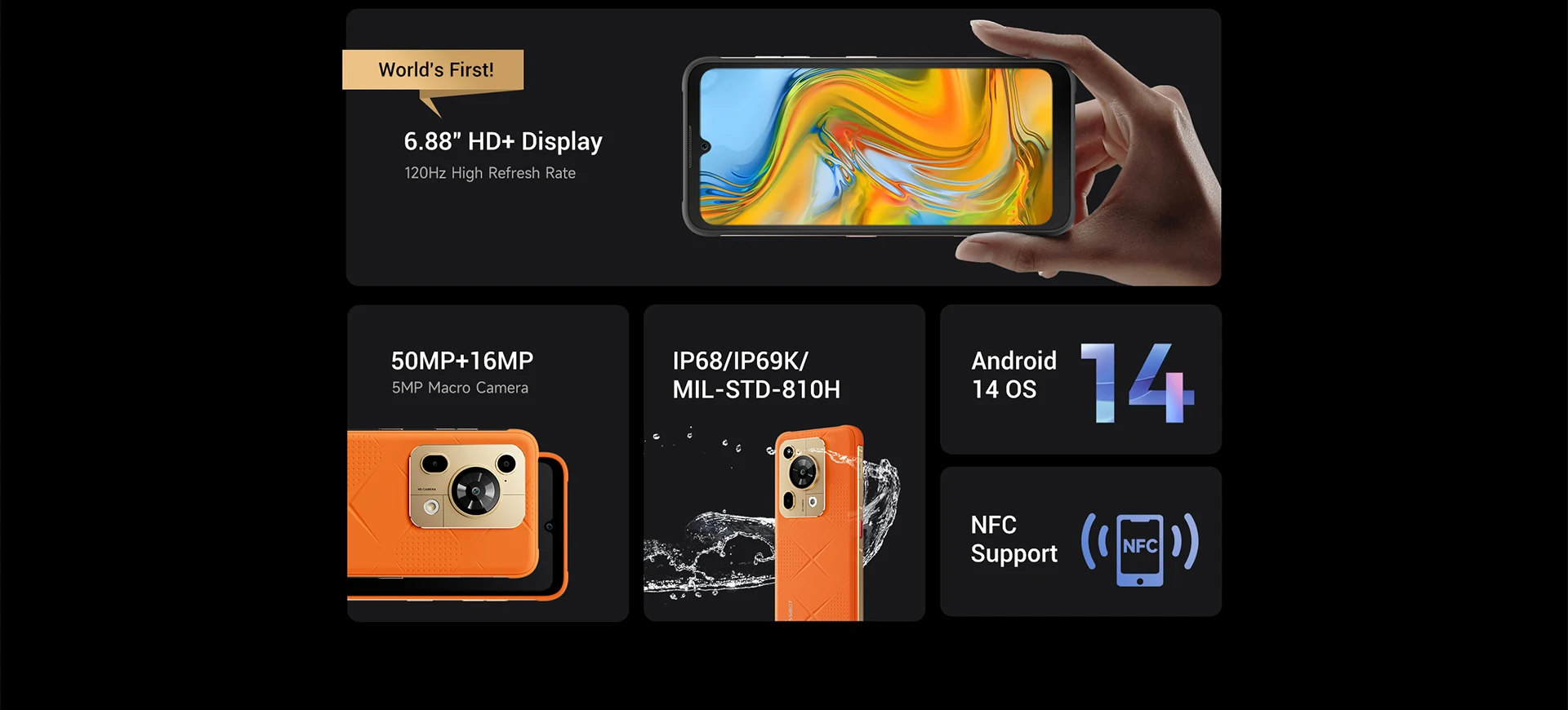 Fossibot F112 PRO, CPU: MTK6835 120Hz 6,88 pulgadas, 6,88 pulgadas HD + belleza Sharp pantalla 5G tres defensas Smartphone, 12 GB de RAM, 256 GB de ROM