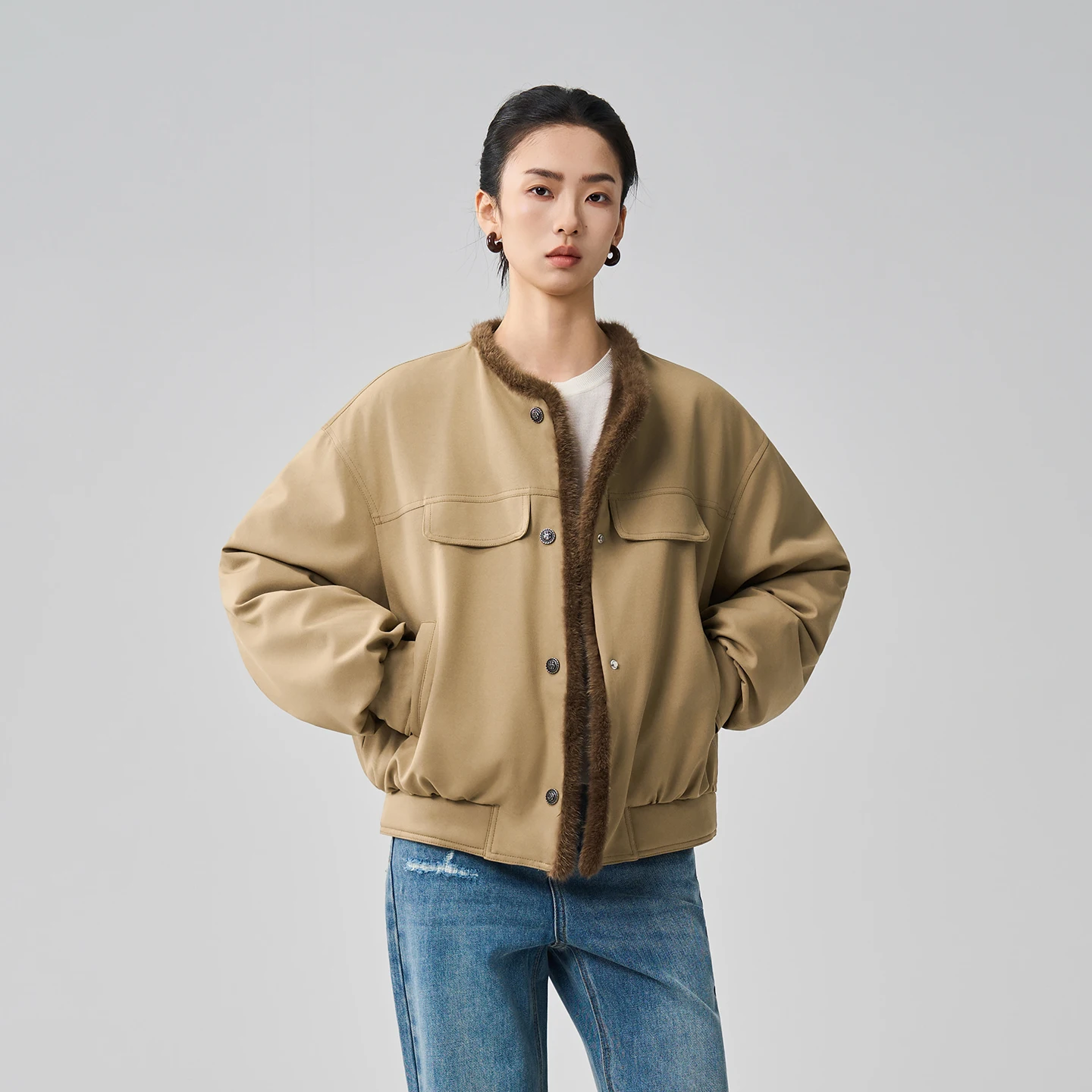 

Куртка Sis Marti двусторонняя с узором под норку, простой дизайн, стеганое пальто из гусиного пуха с внутренней подкладкой из норки, для повседневной носки, утепленная.