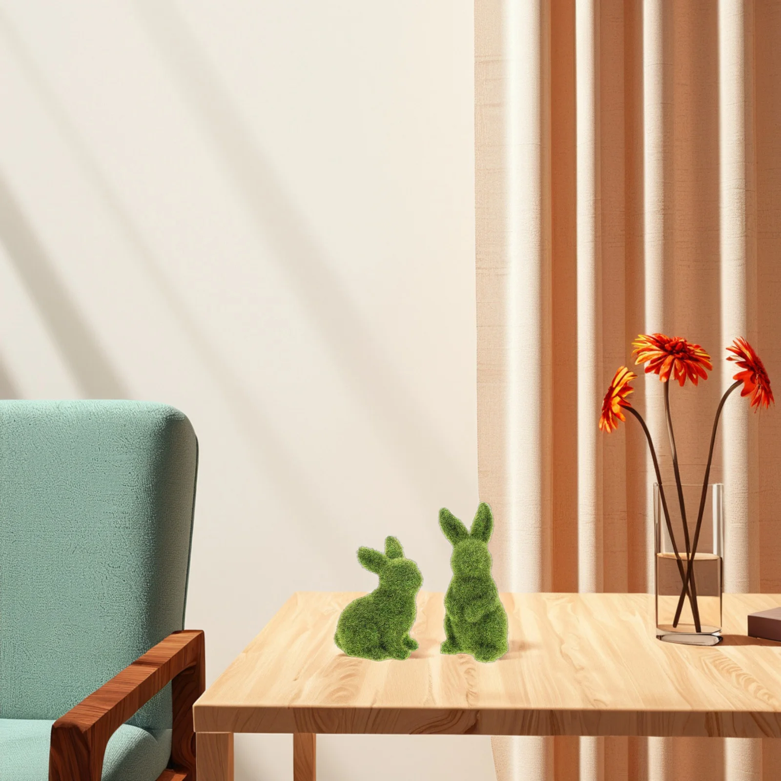 

2Pcs Green Rabbit Decor Easter Garden Lawn Decoration Bunny Ornament Scene Layout Adornment Bunny Decor Easter Adornment