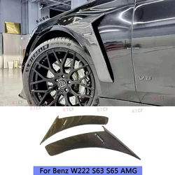 메르세데스 벤츠 W222 S63 S65 AMG FRP 2014-2020 용 실제 탄소 섬유 사이드 펜더 에어 벤트 트림 흡기 커버 휠 머드 가드 플랩