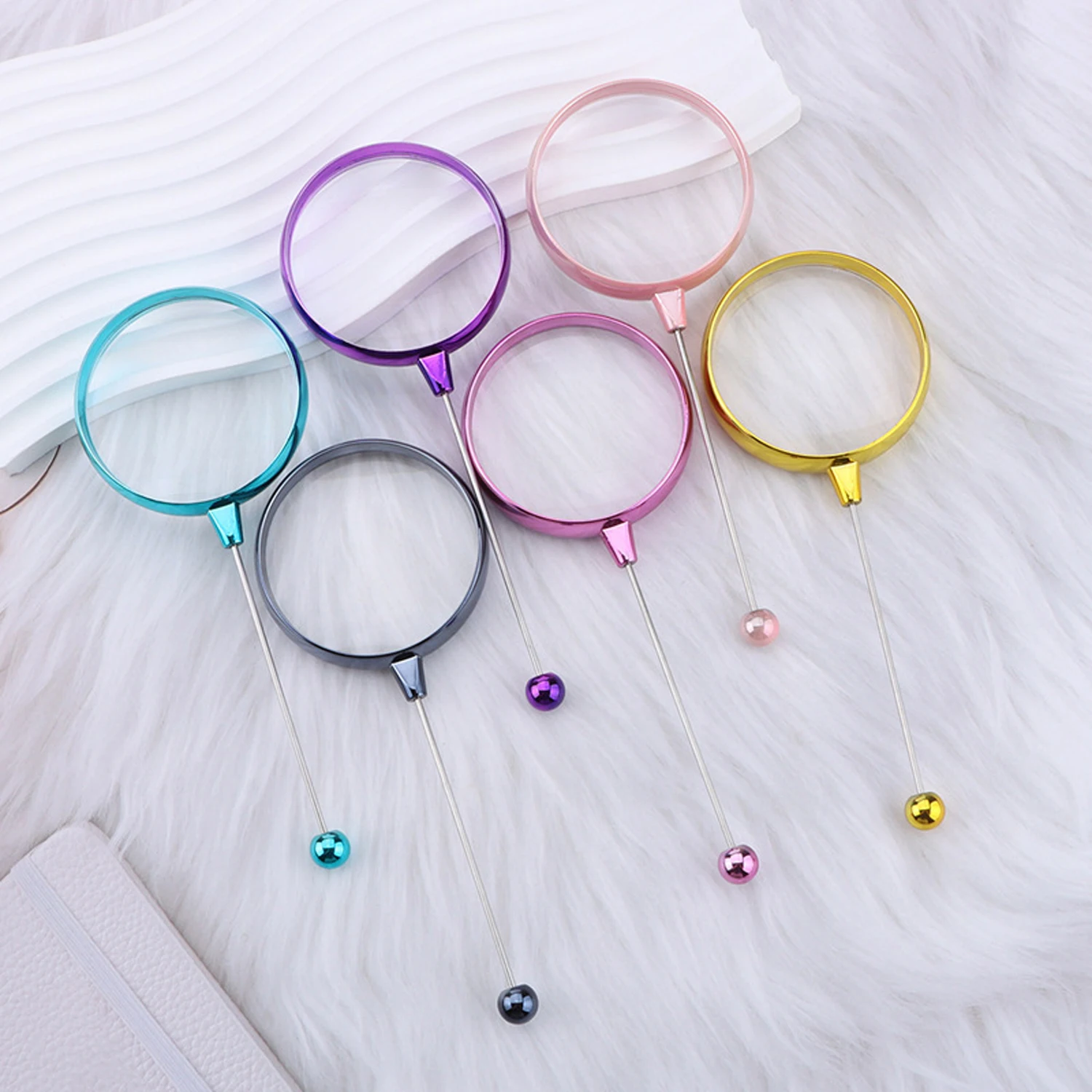 12Pcs DIY Beaded Magnifying Glass Bookmark – Educational Craft Piece Featuring Beads plus Pocket‑Size Magnifier