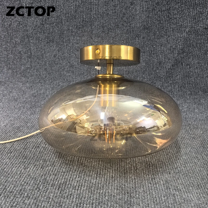 Retro Glass Ceiling Light LED Luxury Cloakroom Balcony Corridor Aisle Ceiling Lamp for Living Room Bedroom Home Decor Lighting