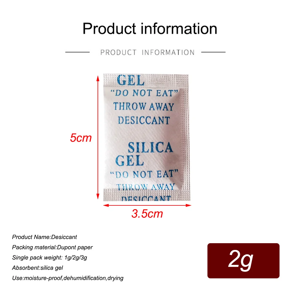 2g Non-Toxic Silica Gel Sachets Desiccant Damp Absorber Bag for Clothing Food Instruments Moisture Dehumidifier 10 - 100 Pack