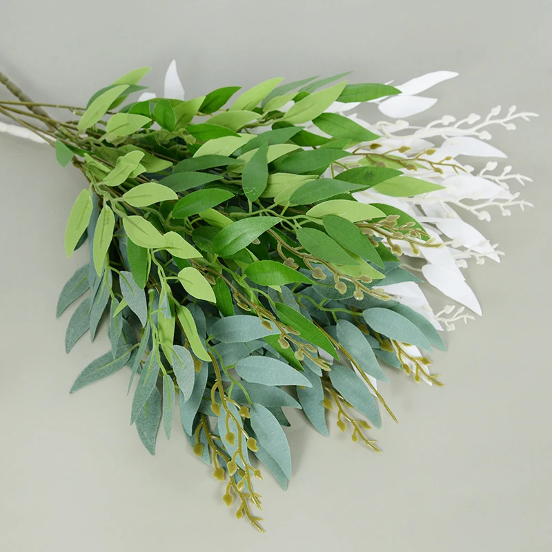 Artificial Willow Bouquet Silk Fake Leaves Faux Foliage Jungle Wedding Backdrop Decor Faux Foliage Vine Party Home Decor Plant