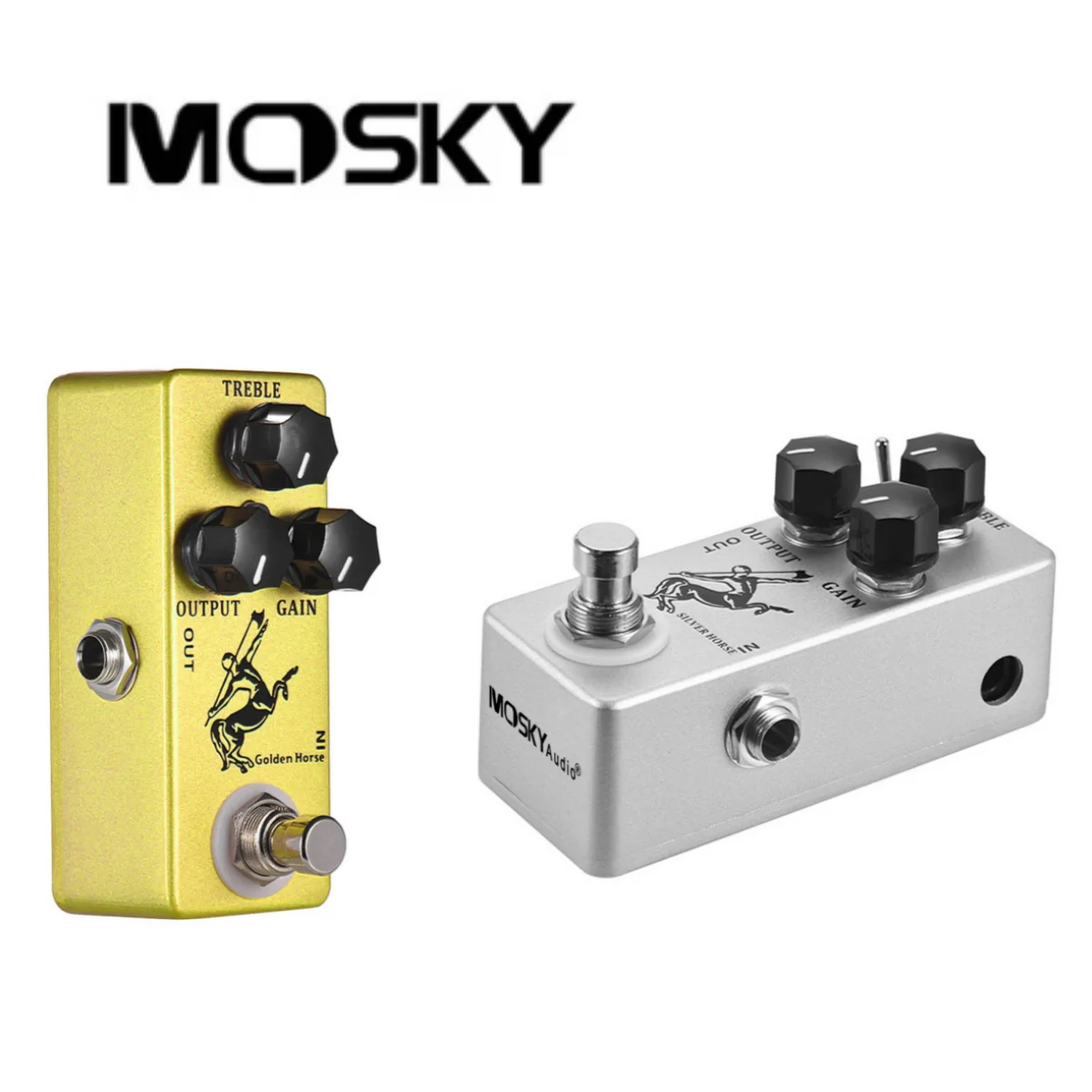 Pedal de Efecto para Guitarra Mosky Golden Horse/Silver Horse Mini Overdrive, Modos de Voz Dual, Circuito Analógico, True Bypass