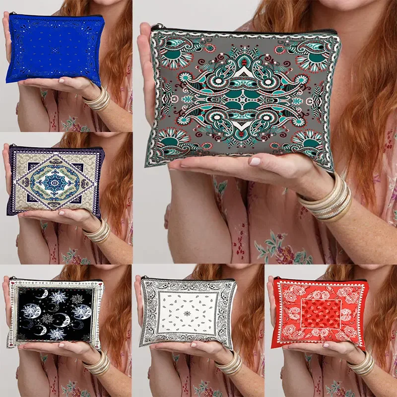 Vintage Printing Fashion Luxury Wash Bag Women with Zipper Travel Cosmetic Bags Storage Handbag High-capacity Make Up Bags