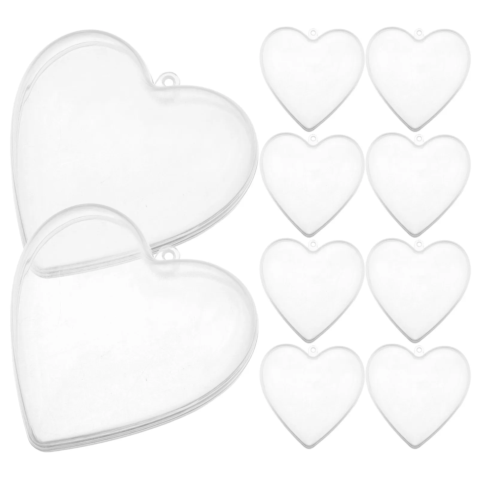 10Pcs Hollow Ball Decoration Heart Shaped Clear Plastic Fillable Baubles for Wedding Christmas DIY Valentines Party Decor