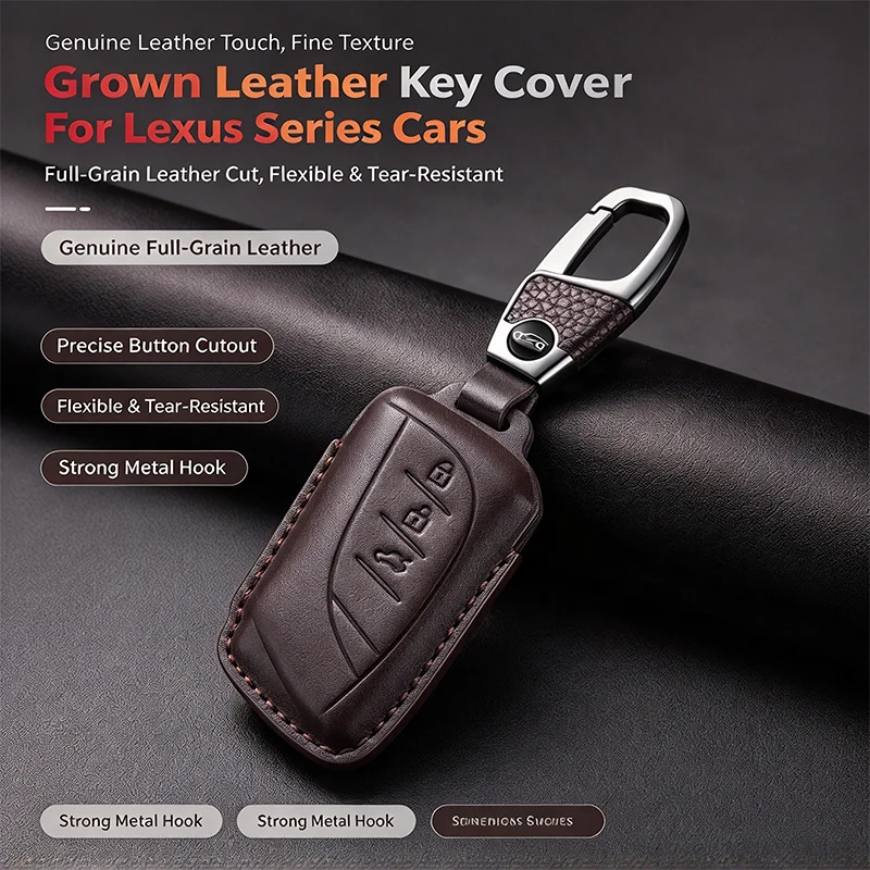 Car Key Case Cover Genuine Leather Key Fob Shell Buckle For Lexus ES200 RX ES300h RX270 NX200 UX260h