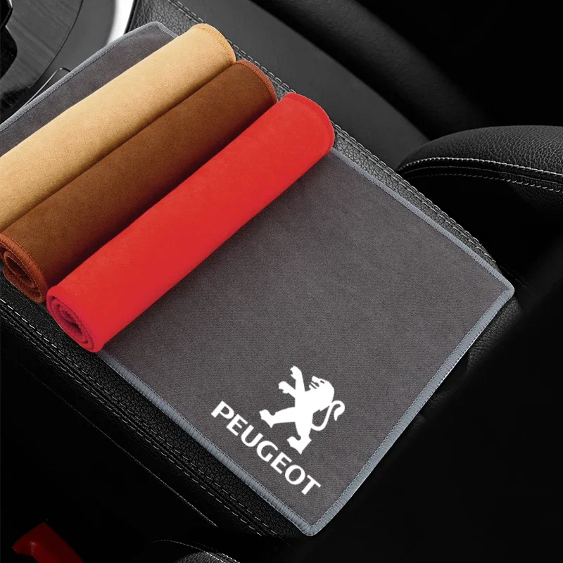 Car Absorbent Double-Faced Plush Towels Cleaning Drying Cloth Sticker For Peugeot 107 208 3008 308 307 406 407 408 508 207