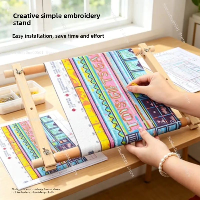 

Маленькая портативная подставка для вышивания крестиком из букового дерева, простой ручной инструмент для шитья и рукоделия