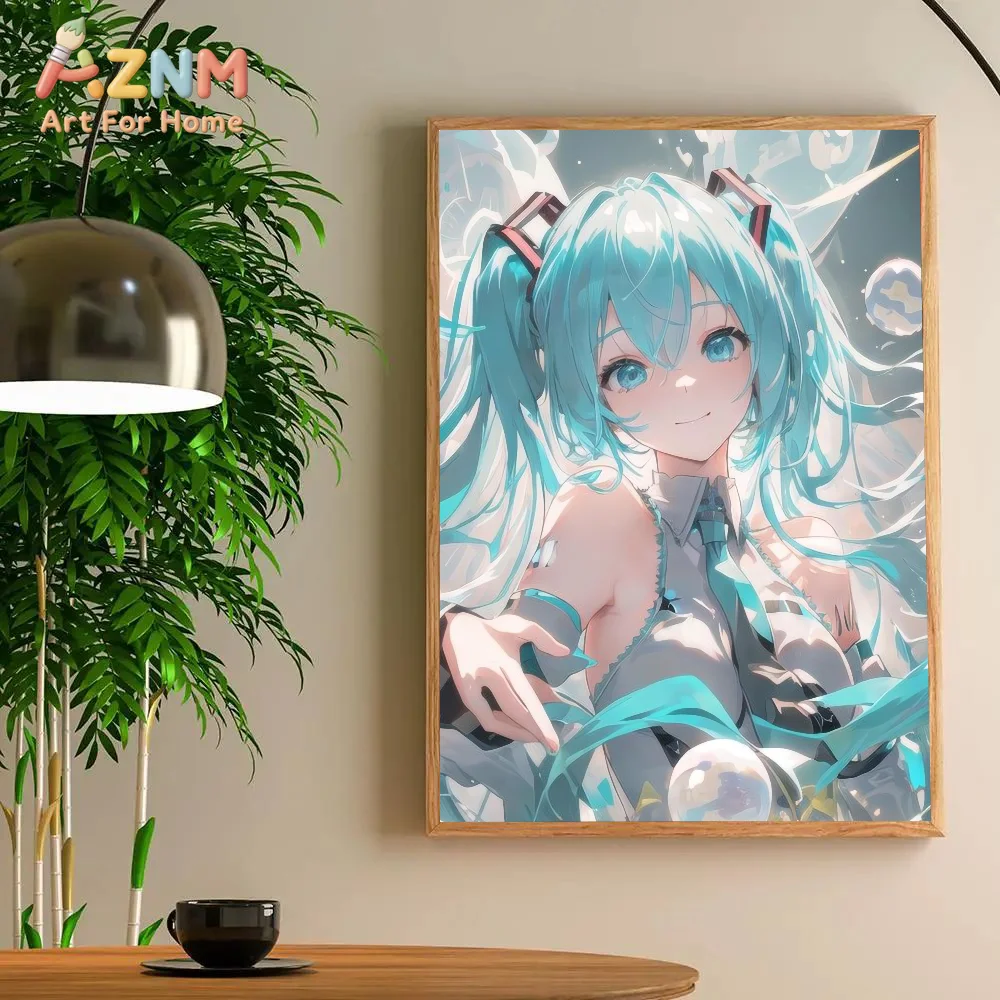 1pc  H-Hatsunes M-MikU Poster Self-adhesive Art Waterproof Paper Sticker Coffee House Bar Room Wall Decor