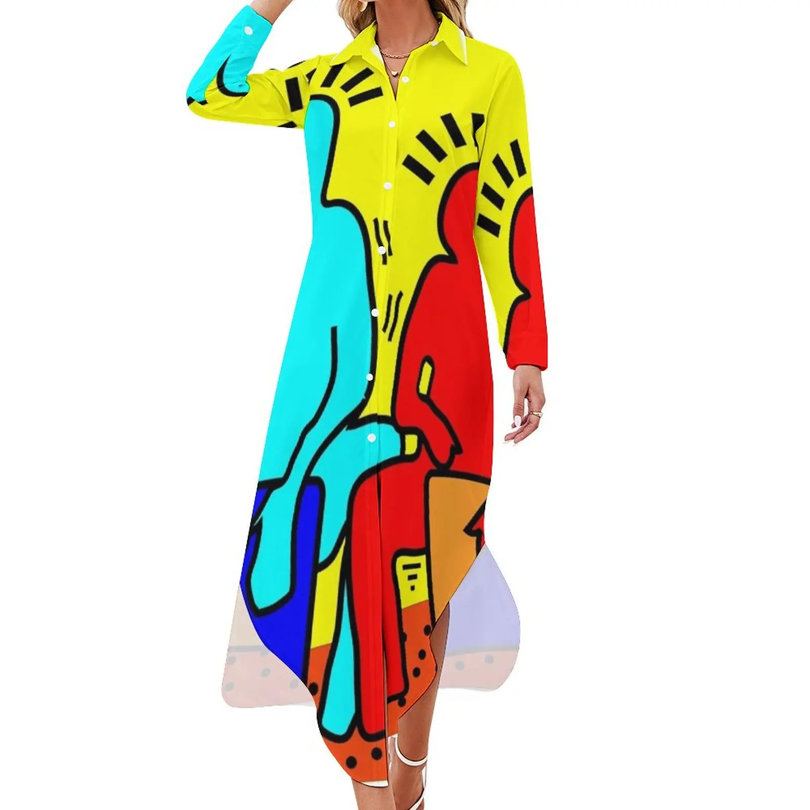 

Colorful Drummers Long Sleeved Shirt Dress Dresses for wedding party long dress women dress for women summer