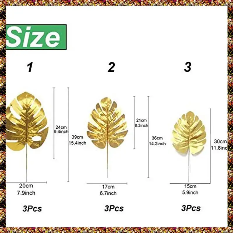 BTCL 24Pcs Artificial Leaves Gold Palm Leaves Golden Tropical Plants Palm Leaves For Wedding Home DIY Decorations Supplies