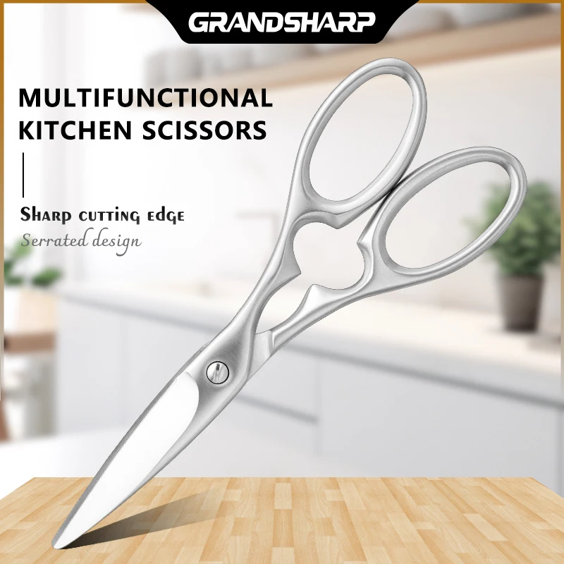 

Grandsharp Multifunctional kitchen scissors 3Cr14 Stainless Steel Fish Vegetable Meat Chicken Bone Scissors Kitchen Accessories