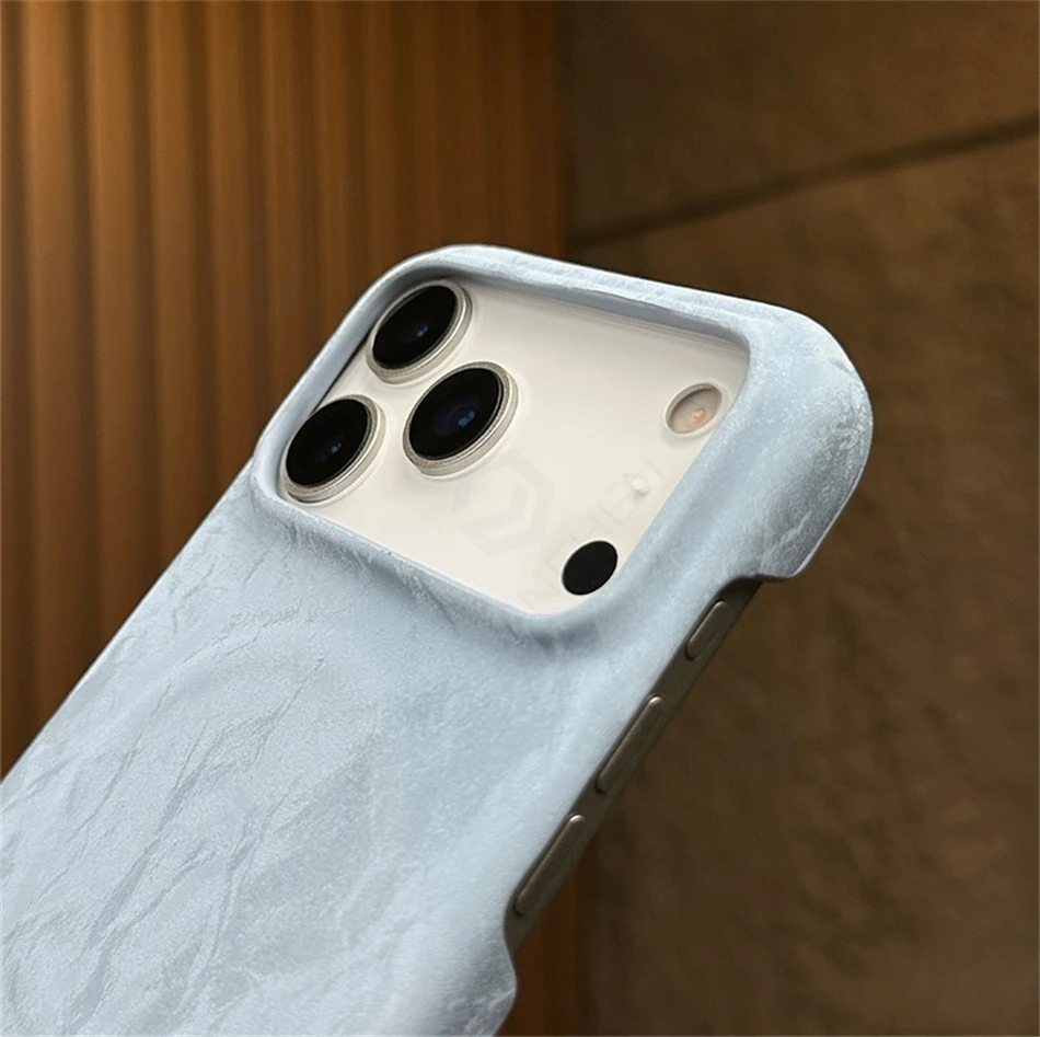 حافظة جلدية مغناطيسية من قماش الدنيم Pu لهاتف آيفون 17 Air 16 Plus 15 14 13 Pro Max 17p غطاء رفيع نصف إطار لاسلكي لـ Magsafe