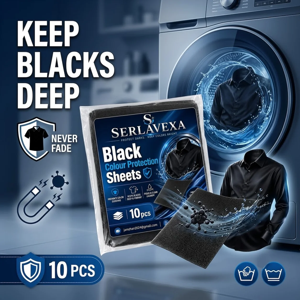 10 Pcs Black Laundry Color Catcher Sheets Dye Absorption Anti Transfer Guard Fabric Protection Dark Clothes Washing Care