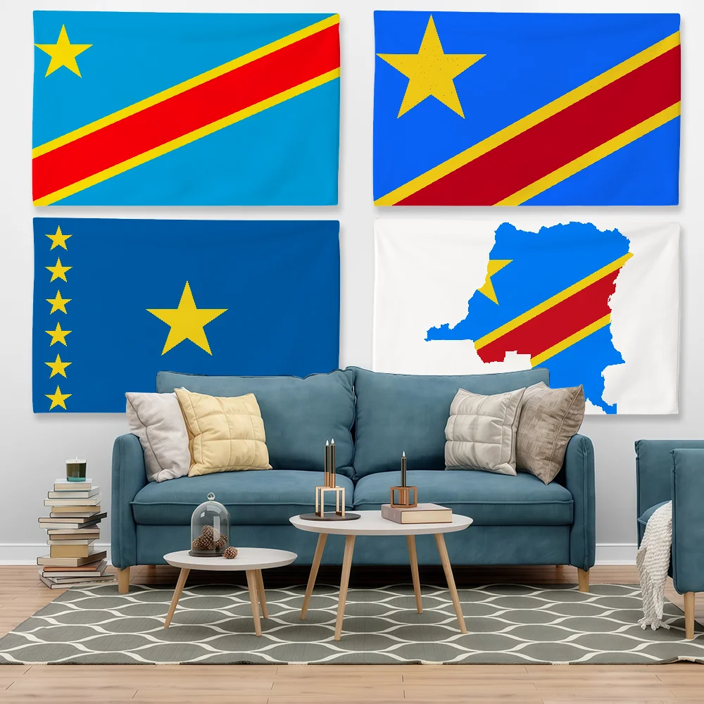 Democratic Republic Congo Flag Tapestry Outdoor Party Bedroom Living Room Dormitory Decorative Themed Wall Hanging Banner Gift