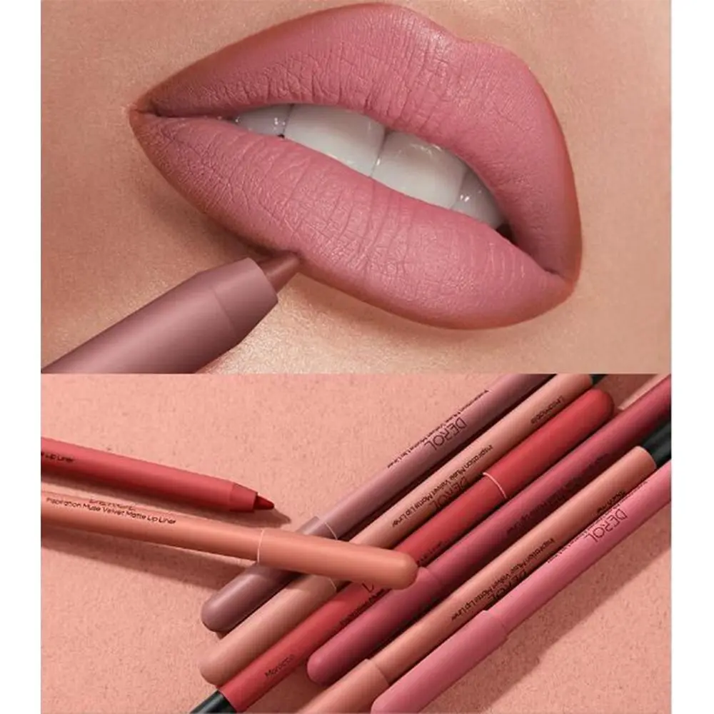 Velvet Matte Lipliner Long Lasting Waterproof Matte Lipstick Pencils Natural Outline Lip Contour Line Non-stick cups