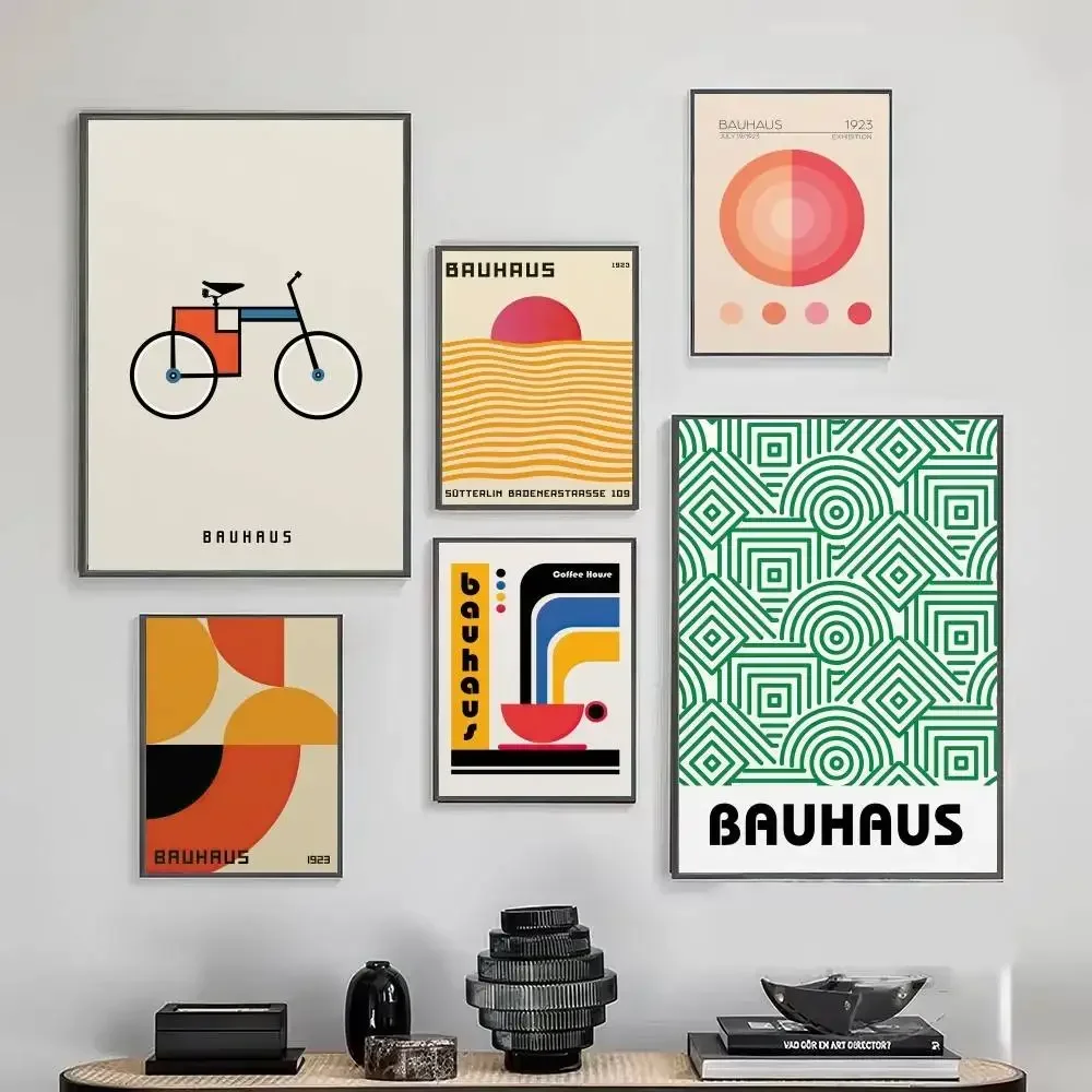 Modernist Bauhaus Geometric Poster DIY Sticky Poster Retro Sticker DIY Room Bar Cafe Kawaii Room Decor