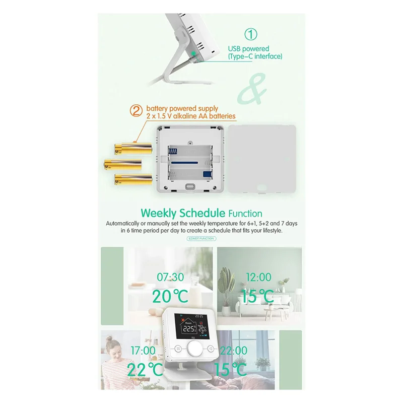 AS95-Smart RF433 Wireless Thermostat Wifi Programmable Temperature Controller For Room Gas Boiler And Voice Alexa(T7W) Easy Inst