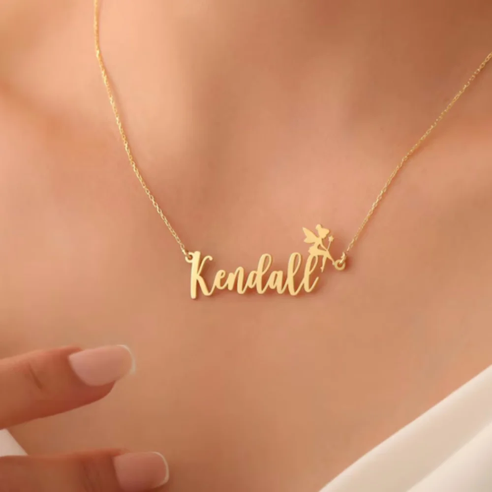 LeeChee الجنية سحر شخصية اسم قلادة اسم مخصص الذهب اسم قلادة الجنية مجوهرات للنساء هدية للأطفال قلادة #2