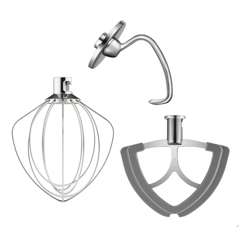 Accesorio para mezcladores, batidor de borde flexible, gancho para masa K45WW, látigo de 6 cables para Kitchenaid, piezas de batidora con cabezal inclinable de 4,5-5 cuartos