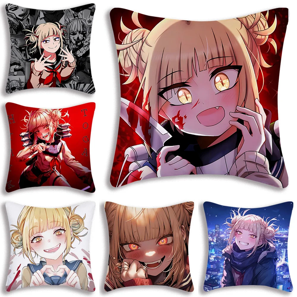 

My Hero Academia Himiko Toga Pillow Covers Cartoon Sofa Decorative Home Double-sided Printing Short Plush Cute Cushion Cover