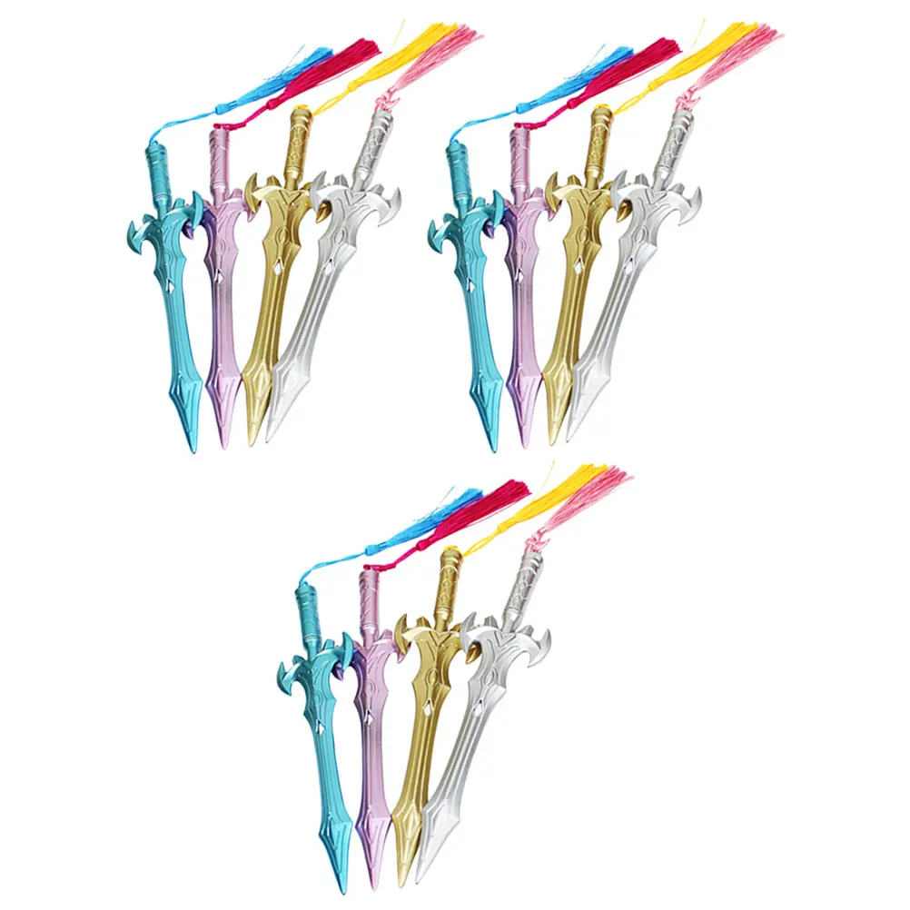 12pçs canetas de gel com borla, canetas em forma de espada para escrita em formato de espada, desenho, escritório, escola, papelaria, novidade, canetas divertidas