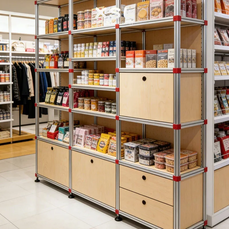 Aluminum profile modern simple floor-to-ceiling multi-layer rack, commercial storage rack