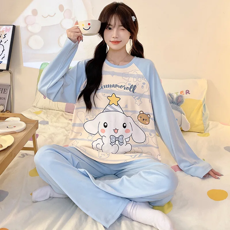 Sanrio cartoon animation jade cinnamon dog autumn new pajamas female cute Kulomi student long sleeve comfortable outer wear suit