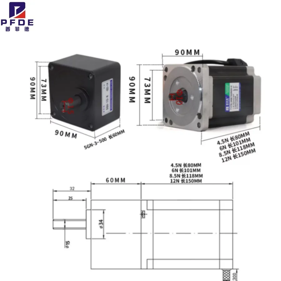 86BYG250D-C Stepper Motor with gear box  Kit  2-Phase 8.5N.m 118mm Nema34 Motor