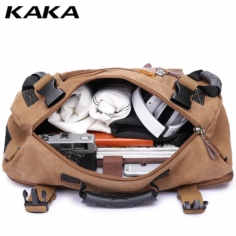 Artsy Vintage Leisure Gaya Korea Kanvas Kapasitas Besar Pria Perjalanan Multifungsi, Tas Selempang Hiking Luar Ruangan Tas Tote