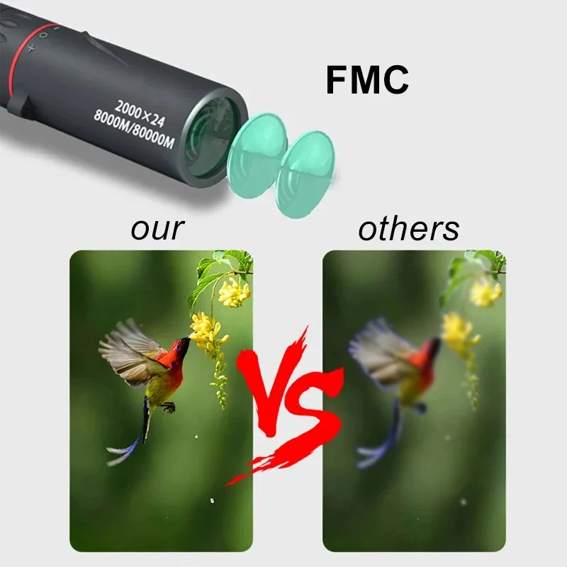 2000x24 HD 単眼望遠鏡ミニポータブル携帯電話望遠鏡ホルダー付き屋外キャンプ狩猟バードウォッチング望遠鏡