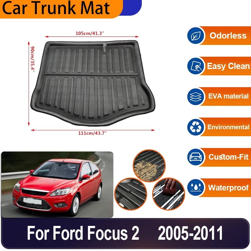 

Для Ford Focus 2 аксессуары хэтчбек MK2 MK2.5 2005 ~ 2011 автомобильные задние коврики в багажник напольный поднос вкладыш водонепроницаемый защитный противоскользящий