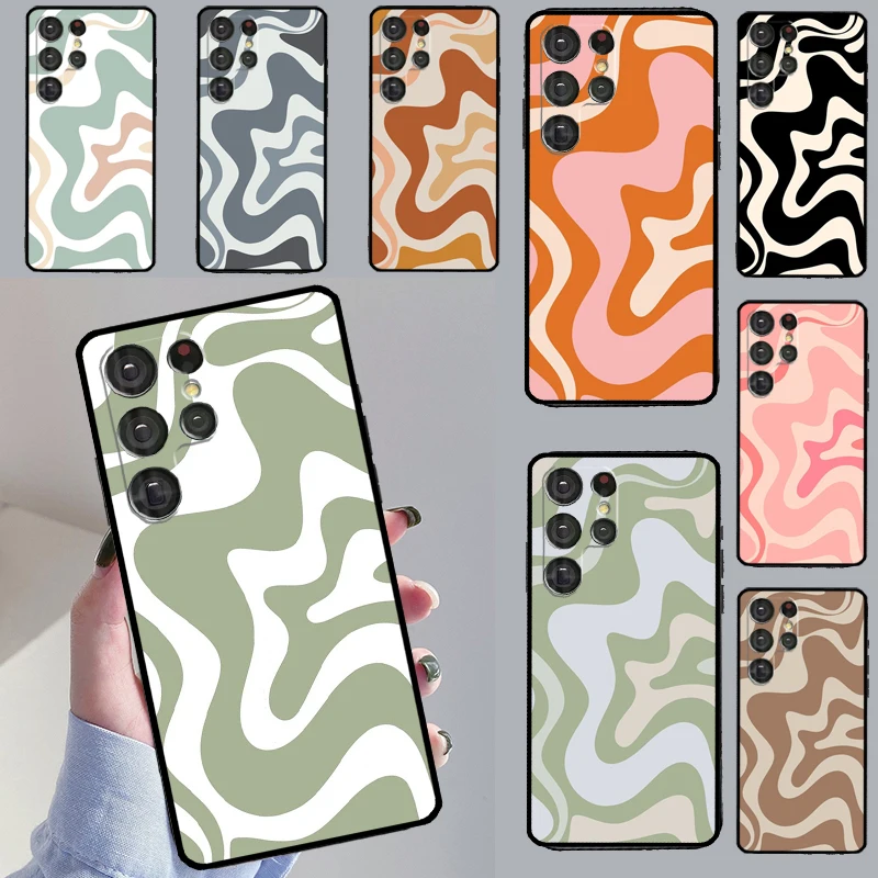 Retro Liquid Swirl Abstract Case For Samsung Galaxy S23 S22 Ultra S8 S9 S10 Note 10 Plus Note 20 S21 Ultra S20 FE Fundas