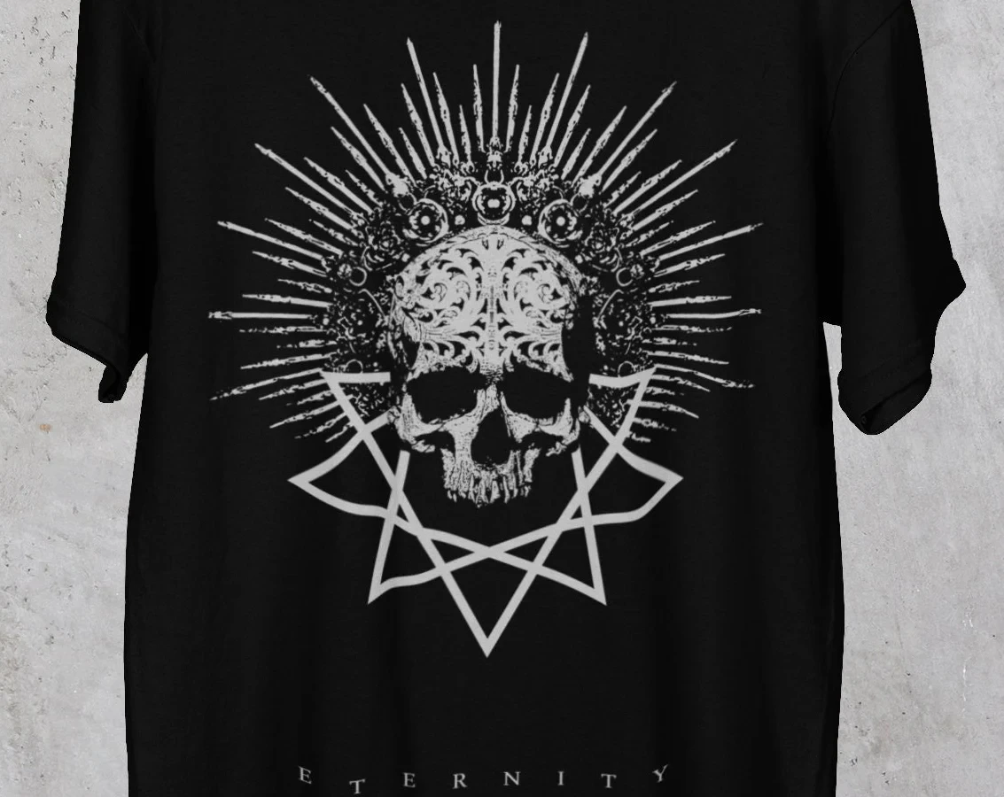 Goth Skull T-shirt Occult Vampire Fashion Dark Art Lucifer Metalheads Arcana Symbol Graphic Tshirt Retro Streetwear High-quality