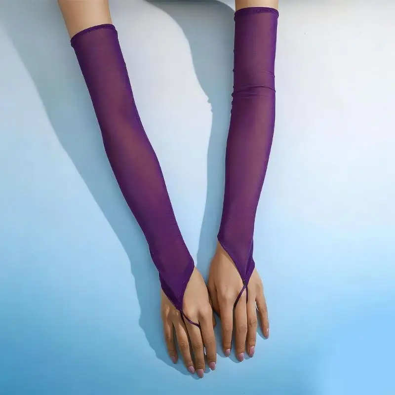 Stylish Stretchable Tulle Gloves Full Arm Length Fingerless Sleeves For Parties Y166
