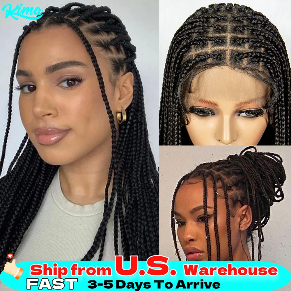 26 inch Kima Full Lace Braided Wigs Synthetic Stitch Box Braided Wig Goddess Braiding for Black Women