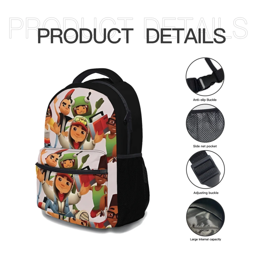 Subway Surfers Team New Female Fashion kids High Capacity Waterproof College Backpack Trendy Girls Laptop School Bags 17inch ﻿