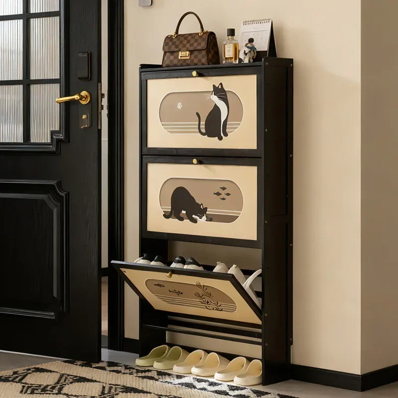 multi-layer strong and durable storage cabinet at the door of the home, good-looking indoor dust-proof Nanzhu shoe cabinet