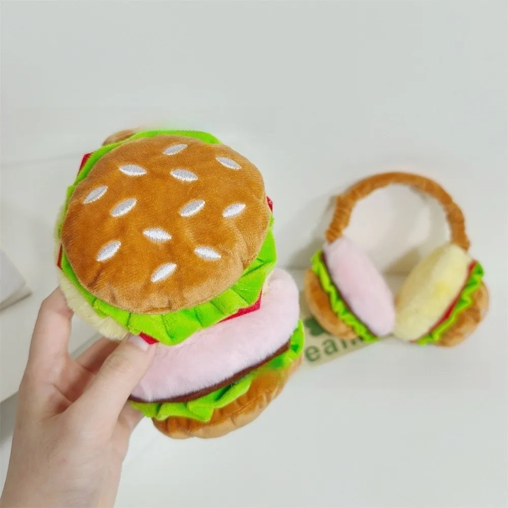 Warm Soft Hamburger Ear Warmer Thickened Funny Ear Cover Foldable Windproof Cold Protection Earmuffs Student