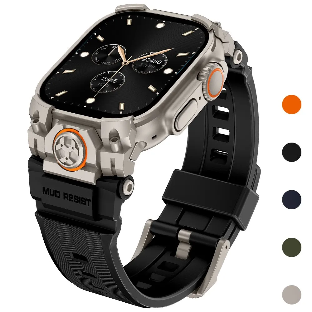 

Спортивный силиконовый ремешок для Apple Watch Ultra 3 2 1 49 мм, тактический браслет Correa из нержавеющей стали, универсальный защитный прочный ремешок