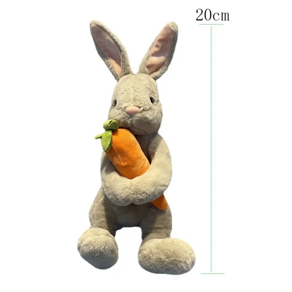 Cute White Grey Sitting Bunny Hugging Carrot Simulated Rabbit Doll Gifts For Kids Birthday Gift Easter Party Decor