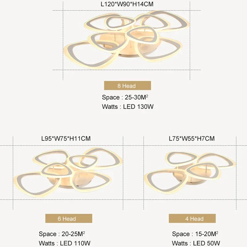 Triangle Arcylic Modern LED Chandelier for Living Room Bedroom Study  Home Deco Surface Mounted Ceiling Lutres Lighting