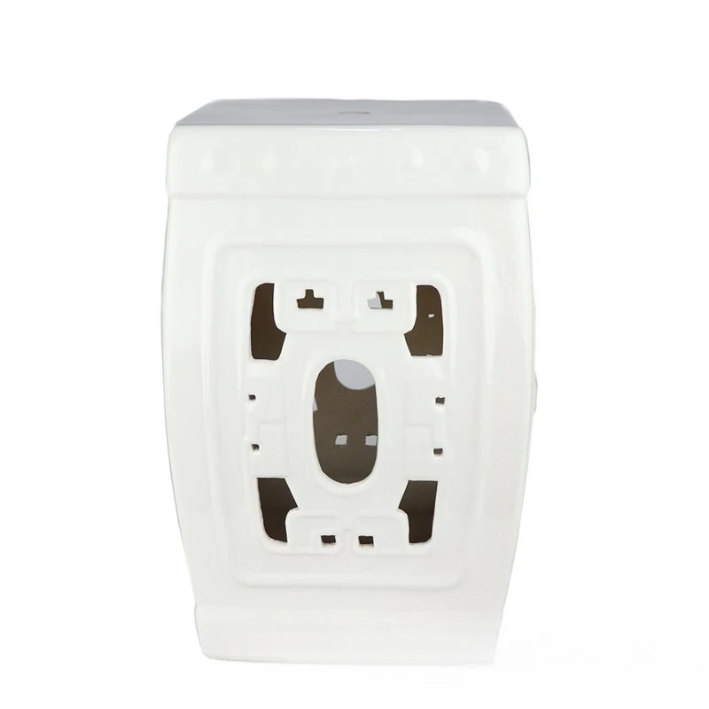 Ceramic hollow stool monochrome glaze red white black square stool home living room