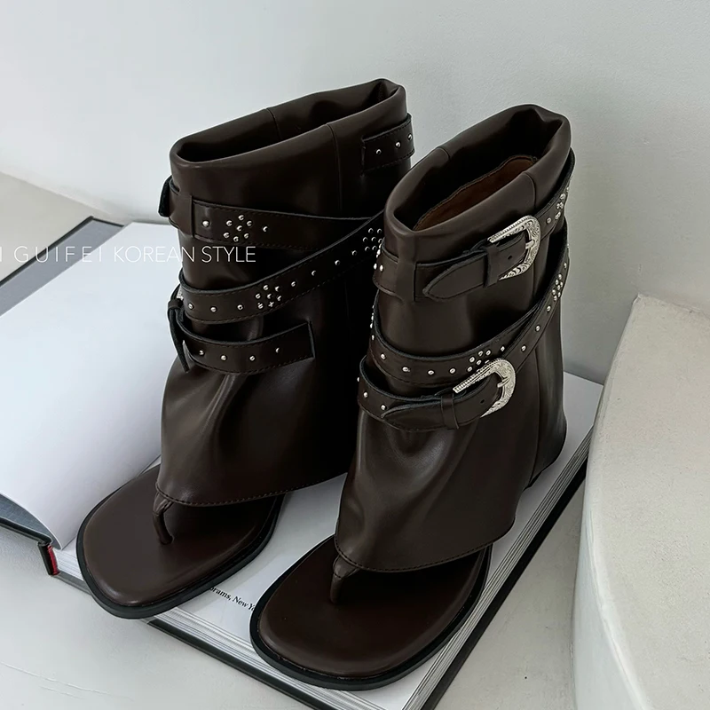 Ladies Shoes Boots Sandals Pumps Buckle Strap Heels Female Rivet Flip Flops Fashion 2024 Women Shoes Ankle Short Boots