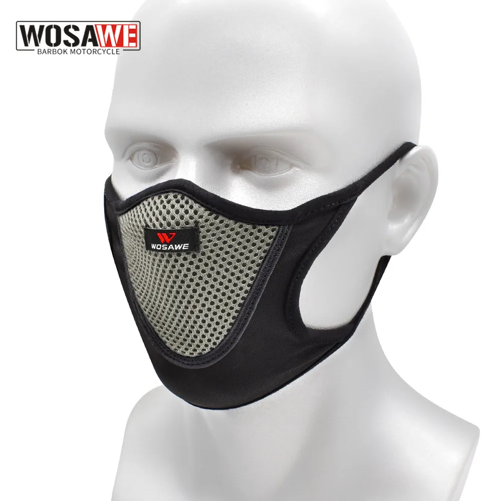 

WOSAWE Earloop Motorcycle Face Mask Breathable Filters Washable Sports Mouth Face Shields Scarf Reusable Motorbike Balaclava